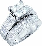 Ladies 14k White Gold 3 Ct Princess Cut Diamond Wedding