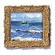 Seascape near les Saintes Maries - Gold Frame Magnet with pop-out easel (2-3/4" x 2-1/2")