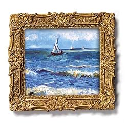 Seascape near les Saintes Maries - Gold Frame Magnet with pop-out easel (2-3/4" x 2-1/2")