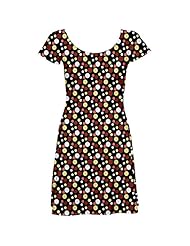 Stretchy General Print Polyester/Spandex Short Sleeves Skater Dress 