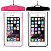 (2Pack) Universal Waterproof Case, CaseHQ Cellphone Dry Bag Pouch for iPhone 7 6s 6 Plus, SE 5s 5c 5, Galaxy s8 s7 s6 edge, Note 5 4,LG G6 G5,HTC 10,Sony Nokia up to 6.0" diagonal-black+pink