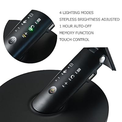 Desk Lamp Jodin Guanya LED Table Lamp Stepless Brightness Adjusted 4 Lighting Modes 1-Hour Auto Timer USB Charging Port Memory Function Touch-Sensitive Control Panel Eye-Caring 10W Black