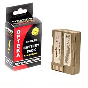 Opteka EN-EL3E 2000mAh Ultra High Capacity Li-ion Battery Pack for Nikon D700, D300, D200, D100, D90, D80, D70, D70s, & D50 Digital SLR Camera