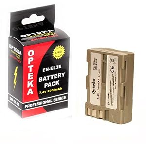 Opteka EN-EL3E 2000mAh Ultra High Capacity Li-ion Battery Pack for Nikon D700, D300, D200, D100, D90, D80, D70, D70s, & D50 Digital SLR Camera