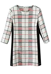 V-neck Polyester Long Sleeves Fall Winter Short Plaid Print Shift Mini Dress 
