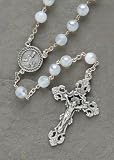 White Venetian Beaded Rosary With 8MM Glass Beads 22 #3036