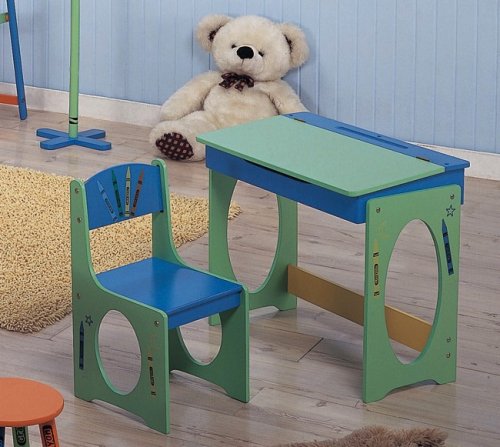 Kitchen: Children's Crayon Style Table & Chair Desk Set Kid Furniture