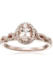 14k Pink Gold Morganite and Diamond Oval Ring (1/4cttw, I-J Color, I2-I3 Clarity), Size 7