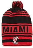 NBA Men's Classic Teams Pom Knit Hat - Kf09Z, Miami Heat, Black/Red, One Size , Miami Heat , Black/Red