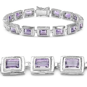 12.75 Carat Genuine Amethyst Silver Bracelet by