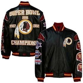 Washington Redskins Black Leather Super Bowl Champions Commemorative Jacket