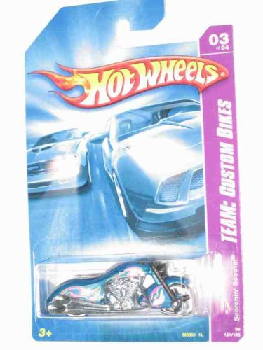 Custom Bikes #3 Scorchin Scooter Light Blue Chrome Engine #2008-151 Collectible Collector Car Mattel Hot Wheels