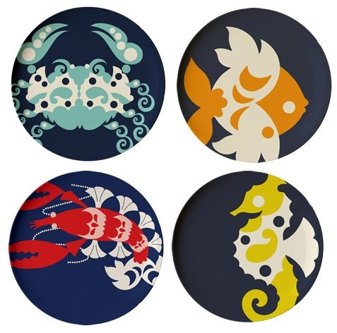 Thomas Paul Melamine Amalfi Dinner Plates - Set of 4 On Sale