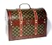 13.6 in l x 8.75 in w x 10.1 in ht, Wood Leather Embossed Wine Holder, Carrier Trunk