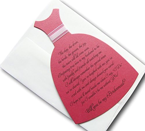 Will You Be My Bridesmaid Invitation Dress Shaped Card (1, Hot Pink)