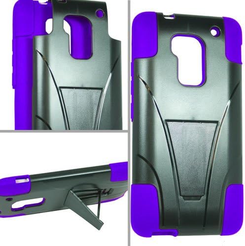 HTC One Max T6 Hybrid Case with Y Shape Stand Protector Cover - Black and Purple