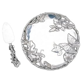 Arthur Court Butterfly 8-Inch Round Plate with Cheese Server by 