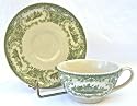 Green French Toile Cup and Saucer Set