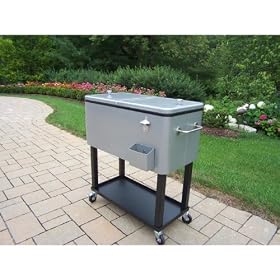 Oakland Living Steel 80qt Patio Cooler with Cart Metallic Silver