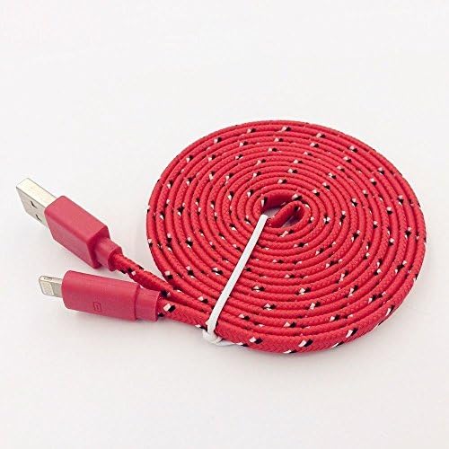 Charger,Jackline Iphone 6 Lightning USB Charging Cable 10ft Extra Long FLAT Nylon Braided Cord for Iphone 6s 6s+ 6plus 6, 5s 5c 5,ipad Air Mini Min2, Ipad 4,ipod 5,ipod 7, Ios9. (red)