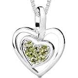 0.25ct Round Cut Peridot Heart Pendant in Sterling Silver