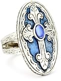 The Vatican Library Collection Blue Jewel Cross Stretch Ring
