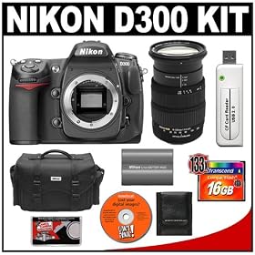 Nikon D300 Digital SLR Camera & 18-200mm HSM Optical Stabilizer Zoom Lens + 16GB Card + Nikon EN-EL3e Battery + Nikon Case + Cameta Bonus Accessory Kit