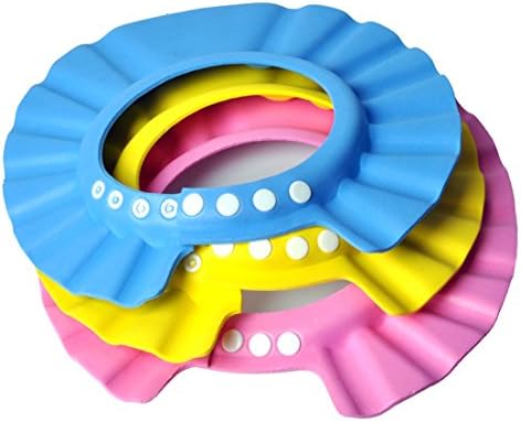 Silife 3Pcs Soft Adjustable Baby Kids Children Shampoo Bath Bathing Shower Cap Hat Wash Hair Shield Hat (MultiColor)