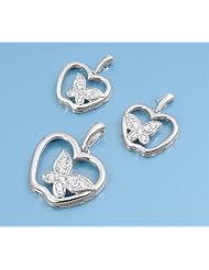 Sterling Silver Sets With Cubic Zirconia - Apple