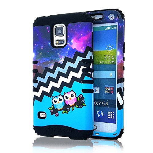 Galaxy S5 Case, Samsung Galaxy S5 Case - Hybrid Three Layer Armor Defender Case Cover Shock-Absorption / Impact Resistant Bumper for Galaxy S5 / Galaxy i9600 (Space Owls)