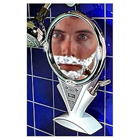 Zadro Fogless Lighted Shaving Shower Mirror with Clock 8.5
