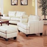 Sofa Chair with Wooden Legs Contemporary White Cream Leather