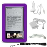 Slim High Quality Durable Silicone Skin Case Customer Made For Barnes & Noble Nook eBook Reader (Purple) + Includes a 4-Inch eBigvalue Determination Hand Strap