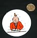 3 button / pin printed with man, head, human, body, reading, individuals, individual, persons, humans, people, bird, person, pecking