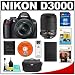 Nikon D3000 10MP Digital SLR Camera with 18-55mm f/3.5-5.6G AF-S DX VR Nikkor Zoom Lens & 55-200mm VR Zoom Lens with 16GB Card + EN-EL9a Battery + Nikon Gadget Bag + 2 Nikon School DVDs + Accessory Kit