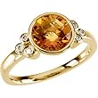 14K Yellow Gold Citrine and Diamond Ring