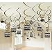 Black, SIlver and Gold Graduation Hanging Swirl Decorations (50 count)