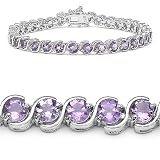 8.50 Carat Genuine Amethyst Rounds Silver Bracelet