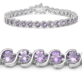 8.50 Carat Genuine Amethyst Rounds Silver Bracelet by JewelzDirect