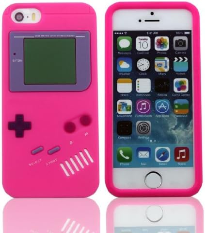 LETOiNG-5GJ#03 Silicone Gameboy Design Case / Skin / Cover for iPhone 5/5S-Hot Pink