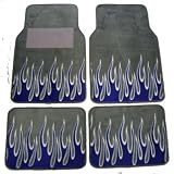 - 	 A Set of 4 Universal Fit Fire Flame Carpet Floor Mats for Cars Truck - Grey Blue by Unknown