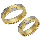 Trauringe 585 Gelb-/Wei�gold mit Brillant, Handarbeit (Paar Ringe bedeutet Paarpreis)von "DS"