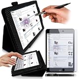 New iPad Mini - Carbon Fibre Black Print PropUp Stand Case Cover (with...