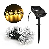 Solar Garden String Lights, Loende Blossom 23FT 50 LED 8 Modes Outdoor Fairy Christmas Flower Decorative Light for Outdoor, Patio, Indoor, Home, Bedroom, Holiday, Wedding, Party Decor (Warm White)