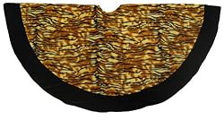 48" Tiger Animal Print with Black Trim Christmas Tree Skirt