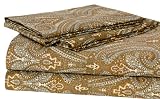 Tuscan Paisley Collection 300-Thread-Count Cotton Queen Sheet Set, Mocha