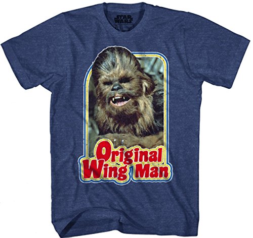 Star Wars Chewbacca Original Wing Man Furry Flyer Mens Navy Heather T-shirt