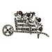 Sterling Silver Vintage Marcasite Simulated Garnet Wheelbarrow Flower Cart Brooch-pin