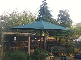 from forestfoxtrading NEW GREEN WOODEN GARDEN PARASOL 3m DIAMETER ROUND. PULLEY CORD UP DOWN OPERATION