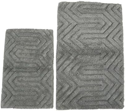 IAE 2 Piece Charlotte Bath Rug Set (SILVER)